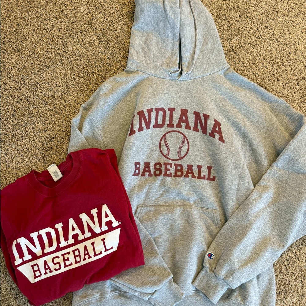 Champion Gray and Red Indiana Baseball Apparel